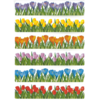 6 רצועות מדבקות פרחים צבעוניים על משטחי דשא/10 דפים