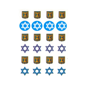 מדבקות עגולות מגן דוד וסמל המדינה 4 בשורה