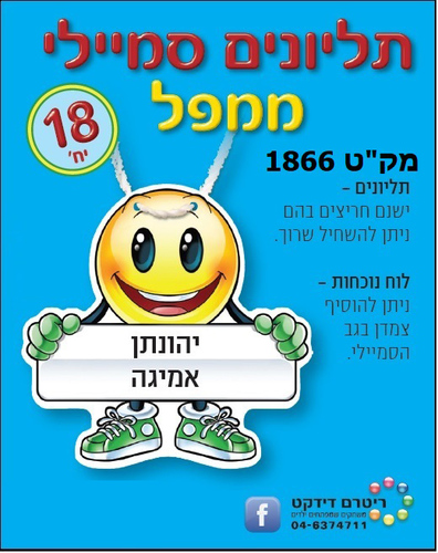 18 תליון מפל דגם סמיילי צבעוני להשחלה/ ריטרם