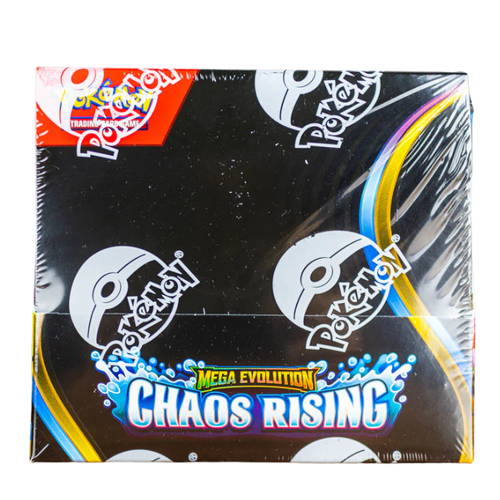 בוקס קלפי אספנות Pokémon TCG Mega Evolution—Chaos Rising Booster Box עם 36 חבילות