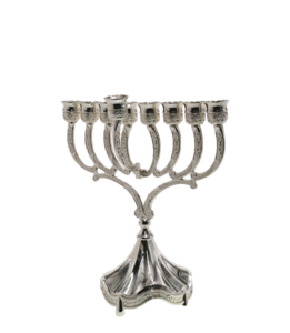 חנוכיה מוכסף פרחים 24 סמ
