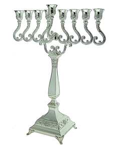 חנוכיה פרחים מוכסף 58 סמ