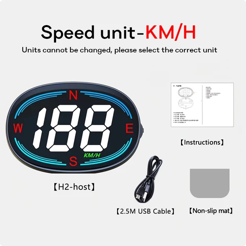 מד מהירות GPS HUD לרכב | התראות מהירות ומצפן דיגיטלי