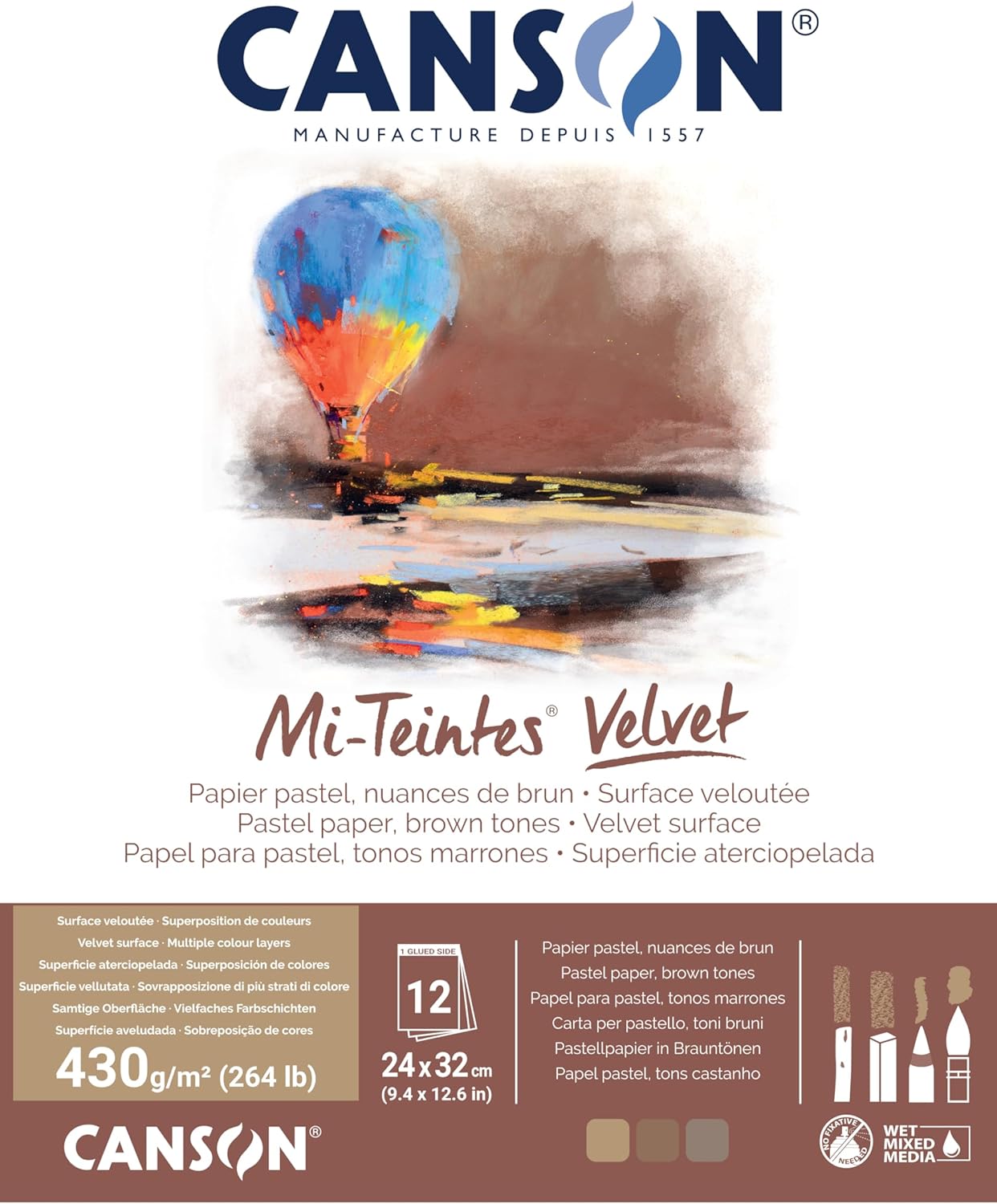 בלוק נייר לפסטל A4 קנסון  Mi-Teintes Velvet - חום (430 גרם)