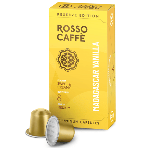 10 קפסולות רוסו קפה בטעם וניל Rosso Caffe לנספרסו