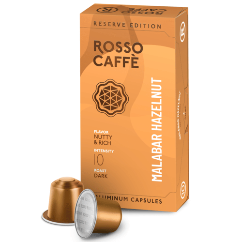 10 קפסולות רוסו קפה בטעם אגוז לוז Rosso Caffe לנספרסו