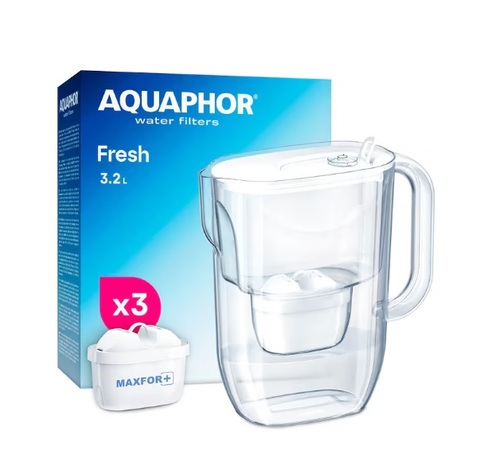 קנקן מים 3.2 ליטר+3 מסננים AQUAPHOR Fresh Maxfor+ Mg 