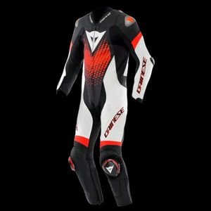חליפת רכיבה עור חלק אחד דיינז שחור לבן אדום – DAINESE LAGUNA SECA 6  1PCS