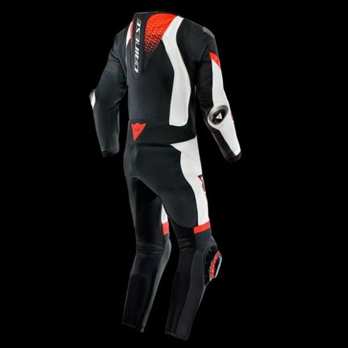 חליפת רכיבה עור חלק אחד דיינז שחור לבן אדום – DAINESE LAGUNA SECA 6  1PCS