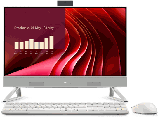 מחשב הכל באחד Dell 24 AIO EC24250 Intel Core i5-1334U / 16GB RAM / 512GB SSD / Windows 11 Pro - Pearl White