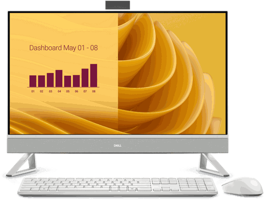 מחשב הכל באחד מסך מגע Dell 27 AIO EC27250 Intel Core 7 150U / 16GB RAM / 1TB SSD / NVIDIA MX570A / Windows 11 Pro - Pearl White