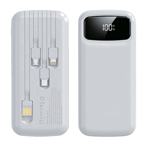 פאוור בנק סוללת גיבוי 10,000mAh טעינה 3.0A עם 4 כבלים מובנים