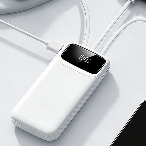 פאוור בנק סוללת גיבוי 10,000mAh טעינה 3.0A עם 4 כבלים מובנים