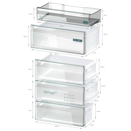 מקרר מקפיא תחתון 440 ליטר Siemens KG49NVXCG נירו' מושחרת