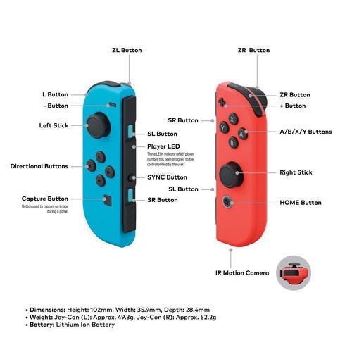 זוג בקרי משחק Nintendo Switch Joy-Con - ניאון