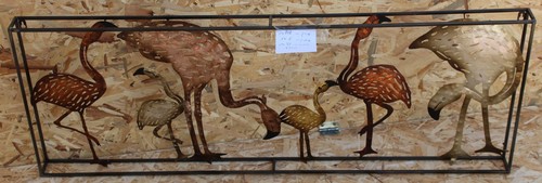 קישוט קיר מתכת פלמינגו 