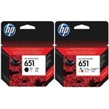 זוג ראשי דיו מקוריים (651) HP C2P11A+C2P10A