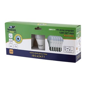 חמש נורות לד WW 12W E27 A60 SAFETY  סמיקום