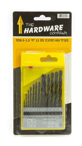 סט מקדחי HSS שחורים קנה ישר 13 יח' HARDWARE