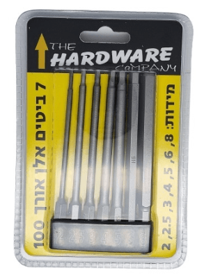 סט 7 ביטים אלן אורך 100 מ"מ HARDWARE