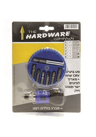 מברג בולדוג רצט עם סט ביטים ומאריך מגנטי חזק HARDWARE