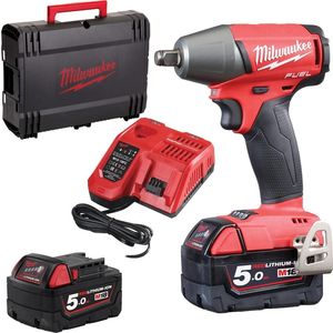 מפתח אימפקט "1/2 (300) כולל 2 סוללות 5AH ומטען דגם MILWAUKEE FUEL M 18V FIWF