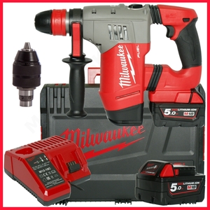 פטישון נטען (עד 28 מ"מ בבטון) 2 סוללות 5AH ומטען דגם MILWAUKEE M18 CHPX
