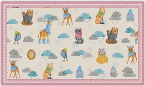 שטיח פעילות מעוצב לחדר ילדים Soft Mat במגע רך - חיות בחורף ורוד