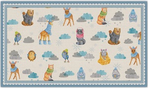 שטיח פעילות מעוצב לחדר ילדים Soft Mat במגע רך - חיות בחורף כחול