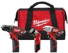 סט 12V אימפקט+מקדחה+פנס סוללות MILWAUKEE 2AH