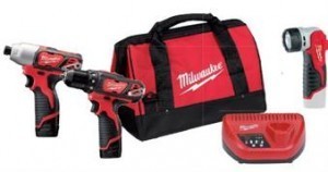 סט 12V אימפקט+מקדחה+פנס סוללות MILWAUKEE 2AH