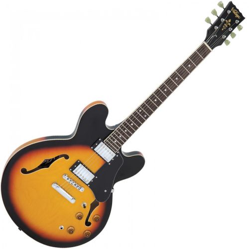 זוית נוספת JHS Vintage Semi Acoustic Sunburst