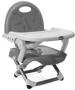 מושב הגבהה מתקפל עם מגש Poket Snack - אפור