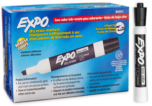 מארז 12 טוש ללוח מחיק שחור EXPO