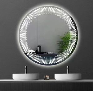 מראה עגולה מעוצבת עם תאורת LED 60 ס"מ – מראת קיר יוקרתית לאמבטיה