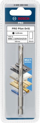 מקדח מרכז HSS-G משושה למסורי כוס | 6.35 × 100 מ״מ – 2609390592 – Bosch Professional
