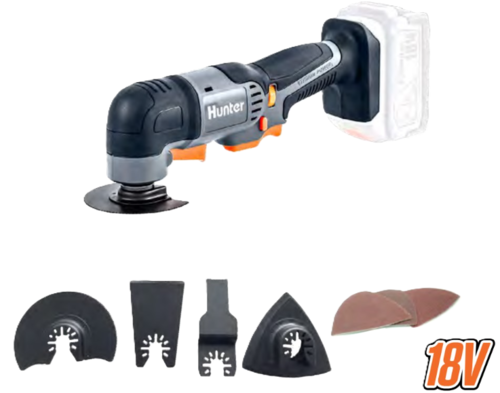 מולטיטול 18V כולל מטען סוללה ואביזרים HUNTER