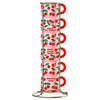 סט 6 כוסות אספרסו Bialetti Mercato Della Frutta Cherries עם מעמד מתכת ‏90 מ״ל