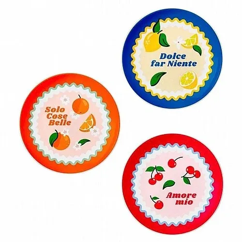 צלחת קינוח Bialetti Mercato Della Frutta Cherries עם כיתוב Amore mio 20 סמ