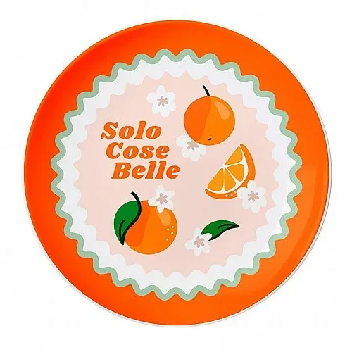 צלחת קינוח Bialetti Mercato Della Frutta Oranges 20 סמ עם איורי תפוזים וכיתוב Solo Cose Belle