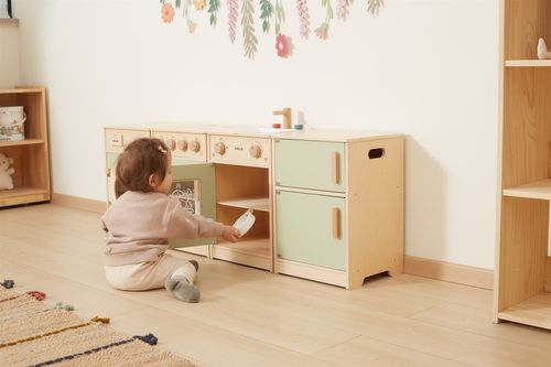 מטבח עץ לילדים משולב 4 יחידות עצמאיות