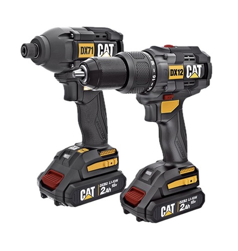 מברגה + מקדחה קטרפילר נטענות CAT DX12K 18V – כולל 2 סוללות ומטען במזוודה