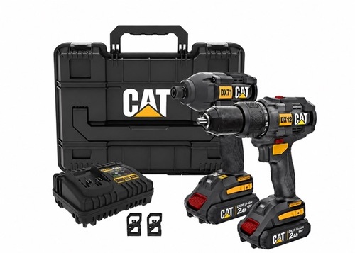 מברגה + מקדחה קטרפילר נטענות CAT DX12K 18V – כולל 2 סוללות ומטען במזוודה