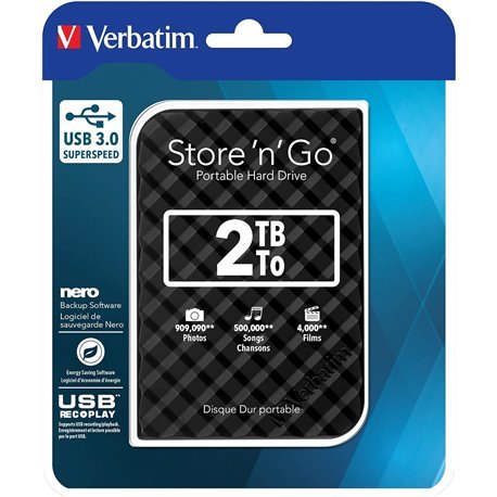 דיסק חצוני VERBATIM 2TB 2.5 BLACK VER-53195