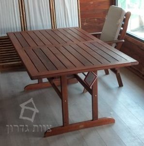 מערכת ישיבה עץ - שולחן נפתח + 6 כסאות