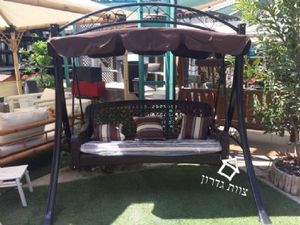 נדנדת ישיבה תלת מושבית עם גגון כותנה