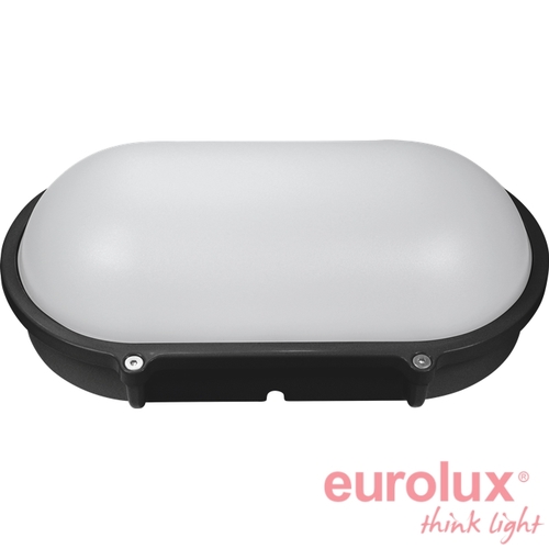 צמוד תקרה/קיר אובאלי שחור 20W 2900K IP65 יורולוקס 
