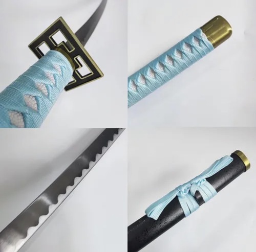 קטאנה דקורטיבית עם ידית תכלת ונדן שחור | Decorative Katana with Light Blue Handle & Black Scabba