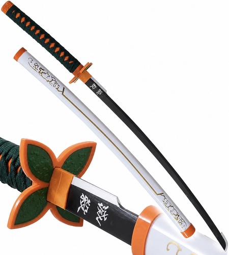 קטאנה דקורטיבית עם להב שחור ונדן לבן | Decorative Black Blade Katana with White Scabbard