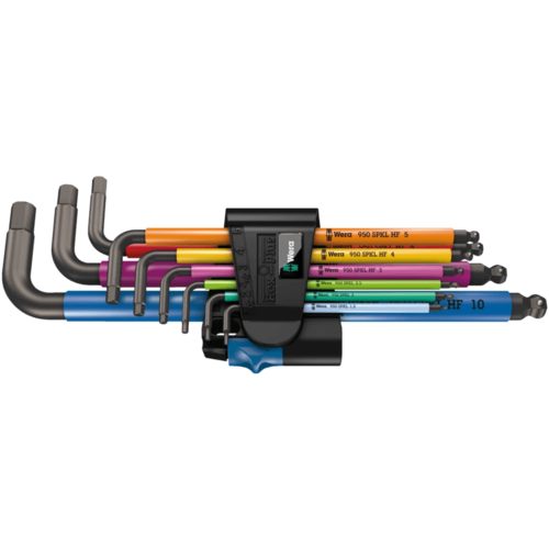 סט מפתחות אלן 9 חלקים | מטרי, BlackLaser, עם אחיזה – 950/9 Hex-Plus Multicolour HF 1 – Wera